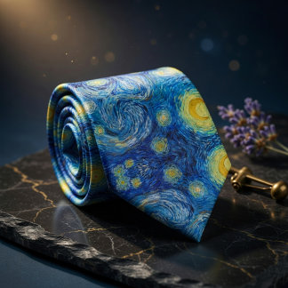 Starry Night Van Gogh Masterpiece Pattern Tie