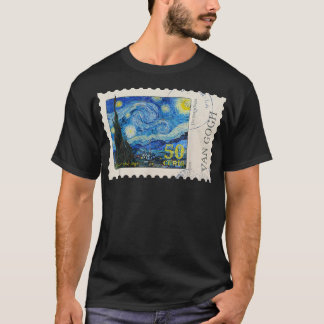 Starry Night Van Gogh stamp sunflowers T-Shirt