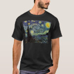 Starry Night - van Gogh T-Shirt<br><div class="desc">From the miner's lamp of Nuenen to the one he placed on his window-sill following the scene with Gauguin; from the evening star he noted in 1875 in Corot Olive Orchard to the letter he wrote to his brother in August 1888, in which he said: "Some day or other you...</div>