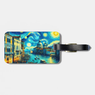 Starry Night Venice Italy Luggage Tag