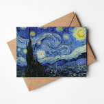 Starry Night | Vincent van Gogh Card<br><div class="desc">Starry Night (1889) by Dutch artist Vincent Van Gogh. Original artwork is an oil on canvas depicting an energetic post-impressionist night sky in moody shades of blue and yellow. 

Use the design tools to add custom text or personalise the image.</div>