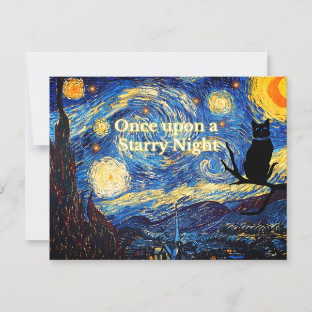 Starry Night Vincent van Gogh Cat Greeting Card (Front)