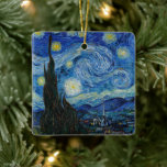 Starry Night | Vincent van Gogh Ceramic Ornament<br><div class="desc">Starry Night (1889) by Dutch artist Vincent Van Gogh. Original artwork is an oil on canvas depicting an energetic post-impressionist night sky in moody shades of blue and yellow. 

Use the design tools to add custom text or personalise the image.</div>