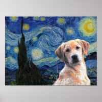 Starry Night Vincent Van Gogh Cute Labrador Dog