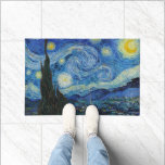 Starry Night | Vincent Van Gogh Doormat<br><div class="desc">Starry Night (1889) by Dutch artist Vincent Van Gogh. Original artwork is an oil on canvas depicting an energetic post-impressionist night sky in moody shades of blue and yellow. 

Use the design tools to add custom text or personalise the image.</div>