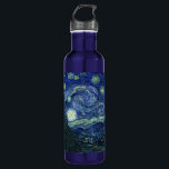 Starry Night Vincent van Gogh Fine Art Painting 710 Ml Water Bottle<br><div class="desc">Vincent van Gogh (Dutch, 1853 - 1890) Starry Night, 1889, Oil on canvas Unframed: 73 × 92 cm (28.7 × 36.2 in) This painting depicts the view from the east facing window of Van Gogh's asylum room at Saint-Rémy-de-Provence, he added an idealised village. It has been in the permanent collection...</div>