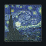 Starry Night Vincent van Gogh Fine Art Painting Magnet<br><div class="desc">Vincent van Gogh (Dutch, 1853 - 1890) Starry Night, 1889, Oil on canvas Unframed: 73 × 92 cm (28.7 × 36.2 in) This painting depicts the view from the east facing window of Van Gogh's asylum room at Saint-Rémy-de-Provence, he added an idealised village. It has been in the permanent collection...</div>