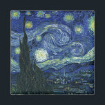 Starry Night Vincent van Gogh Fine Art Painting Magnet<br><div class="desc">Vincent van Gogh (Dutch, 1853 - 1890) Starry Night, 1889, Oil on canvas Unframed: 73 × 92 cm (28.7 × 36.2 in) This painting depicts the view from the east facing window of Van Gogh's asylum room at Saint-Rémy-de-Provence, he added an idealised village. It has been in the permanent collection...</div>