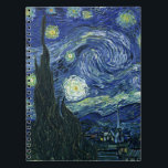 Starry Night Vincent van Gogh Fine Art Painting Notebook<br><div class="desc">Vincent van Gogh (Dutch, 1853 - 1890) Starry Night, 1889, Oil on canvas Unframed: 73 × 92 cm (28.7 × 36.2 in) This painting depicts the view from the east facing window of Van Gogh's asylum room at Saint-Rémy-de-Provence, he added an idealised village. It has been in the permanent collection...</div>