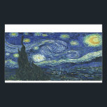 Starry Night Vincent van Gogh Fine Art Painting Rectangular Sticker<br><div class="desc">Vincent van Gogh (Dutch, 1853 - 1890) Starry Night, 1889, Oil on canvas Unframed: 73 × 92 cm (28.7 × 36.2 in) This painting depicts the view from the east facing window of Van Gogh's asylum room at Saint-Rémy-de-Provence, he added an idealised village. It has been in the permanent collection...</div>