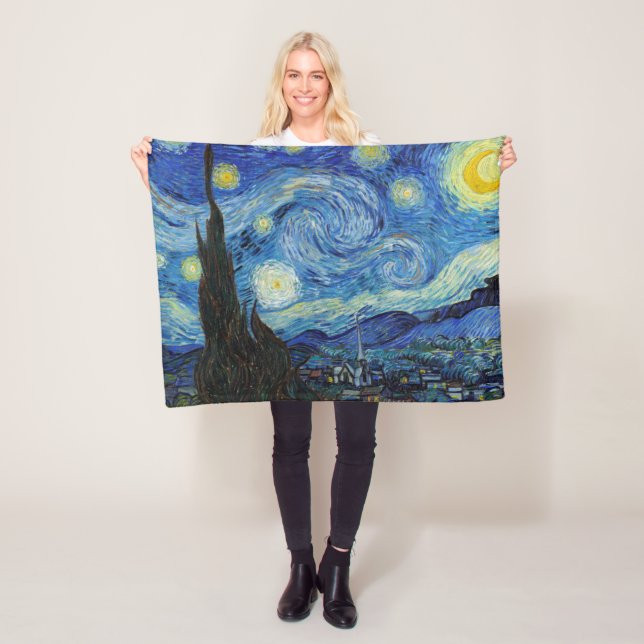 Starry Night, Vincent van Gogh Fleece Blanket (In Situ)