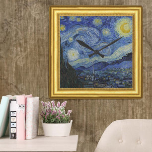 Starry Night, Vincent Van Gogh Framed Square Wall Clock