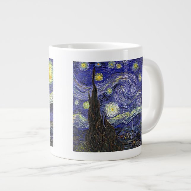 Starry Night, Vincent Van Gogh. Large Coffee Mug (Front Right)
