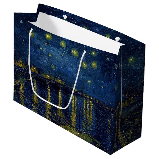 Starry Night, Vincent van Gogh Large Gift Bag (Front Angled)