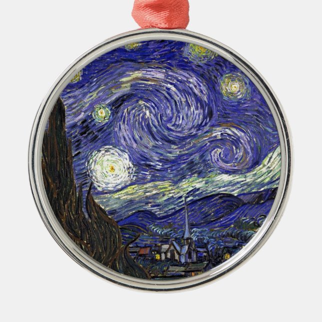 Starry Night, Vincent Van Gogh. Metal Tree Decoration (Front)