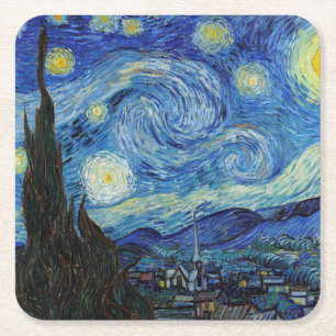 Starry Night, Vincent van Gogh Square Paper Coaster