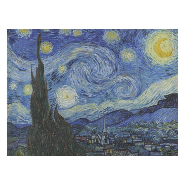 Starry Night Vincent van Gogh Tablecloth (Front (Horizontal))