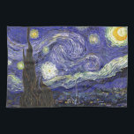 Starry Night, Vincent Van Gogh. Tea Towel<br><div class="desc">Starry Night,  Vincent Van Gogh. Famous impressionism fine art. Landscape oil painting.</div>