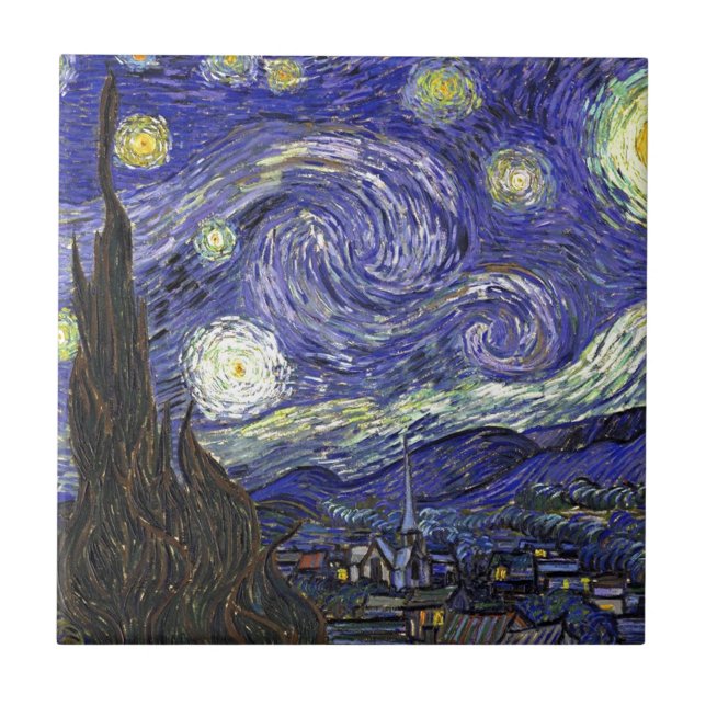 Starry Night, Vincent Van Gogh. Tile (Front)