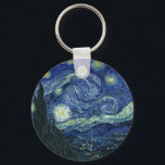 Starry Night Vincent van Gogh Vintage Painting Art Key Ring<br><div class="desc">Vincent van Gogh (Dutch, 1853 - 1890) Starry Night, 1889, Oil on canvas Unframed: 73 × 92 cm (28.7 × 36.2 in) This painting depicts the view from the east facing window of Van Gogh's asylum room at Saint-Rémy-de-Provence, he added an idealised village. It has been in the permanent collection...</div>