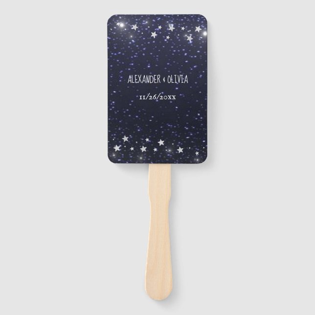 Starry Night Wedding Favour Hand Fan (Front)