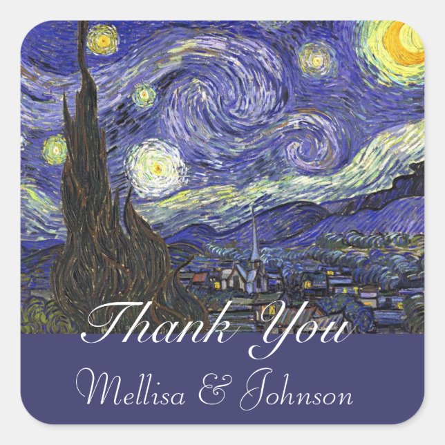 Starry Night wedding favour thank you Square Sticker (Front)