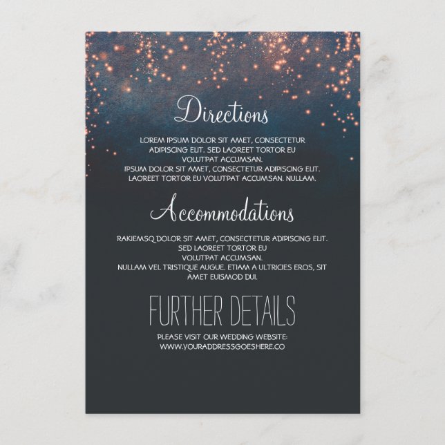 Starry Night Wedding Guest Information Enclosure Card (Front)