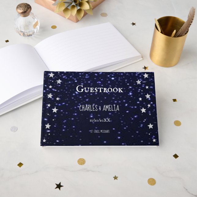 Starry Night Wedding Guestbook (Front Open)