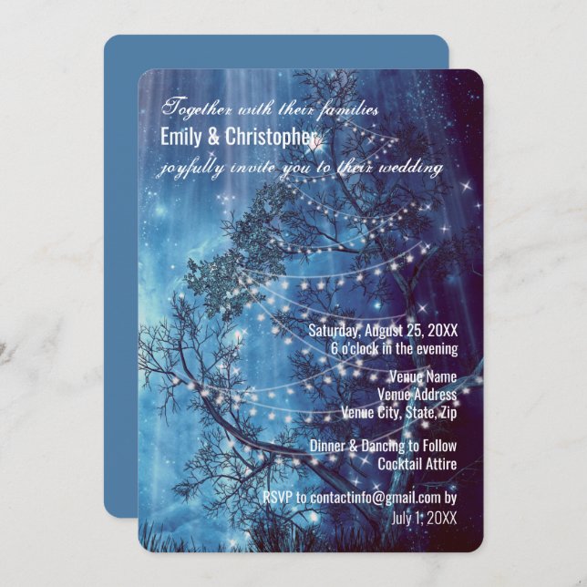 Starry Night Wedding Invitation (Front/Back)