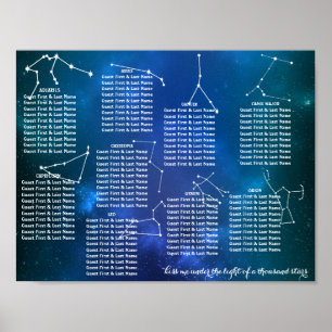 Starry Night Wedding Table Seating Poster