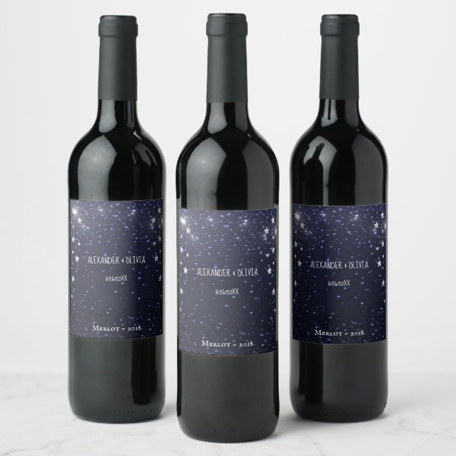 Starry Night Wedding Wine Label (Bottles)