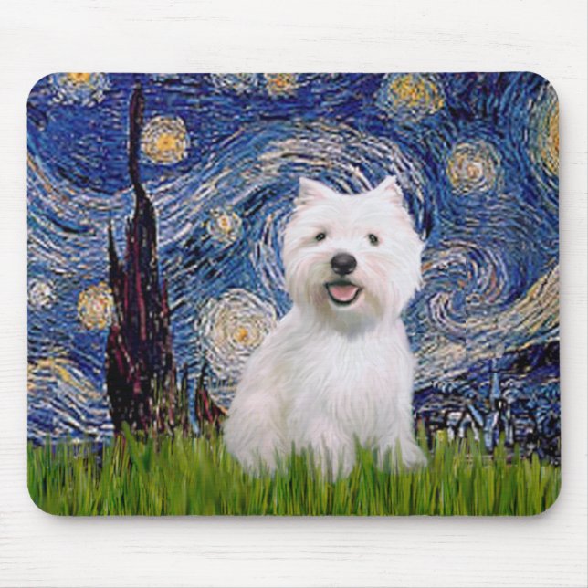 Starry Night - Westie 2 Mouse Pad (Front)