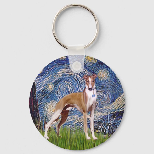 Starry Night - Whippet (stand) Key Ring (Front)
