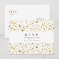 Starry Night White and Gold Wedding RSVP