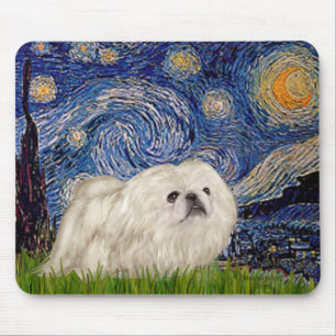 Starry Night - White Pekingese 4 Mouse Pad