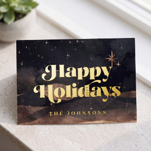 Starry Night Winter Sky Modern Elegant Chic Foil Holiday Postcard