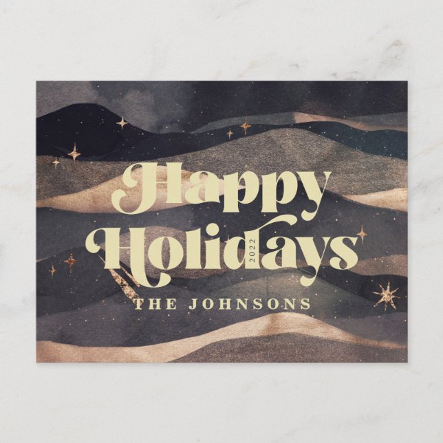 Starry Night Winter Sky Modern Elegant Chic Holiday Postcard (Front)