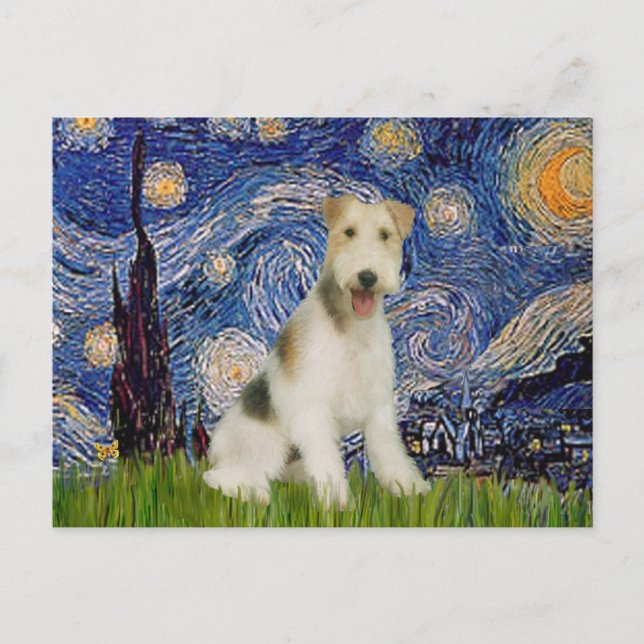Starry Night - Wire Fox Terrier (M) Postcard (Front)