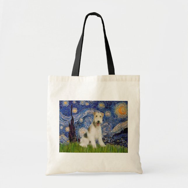 Starry Night - Wire Fox Terrier (M) Tote Bag (Front)
