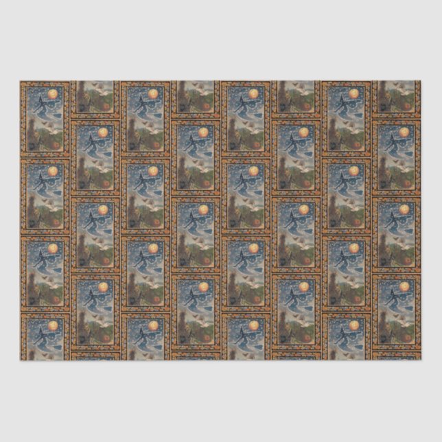 Starry Night with Fall Border Halloween Tissue Paper (Front)