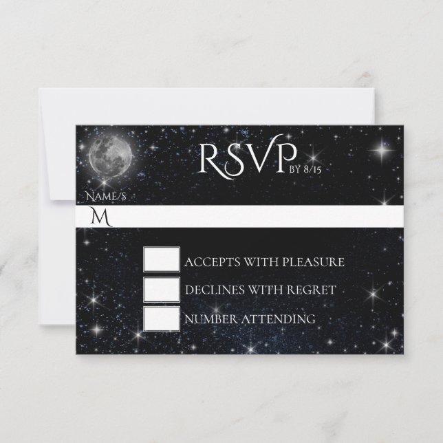 Starry Night with Moon RSVP Card (Front)