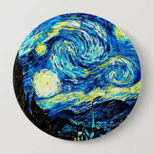 Starry Night, world famous painting by Van Gogh, 10 Cm Round Badge