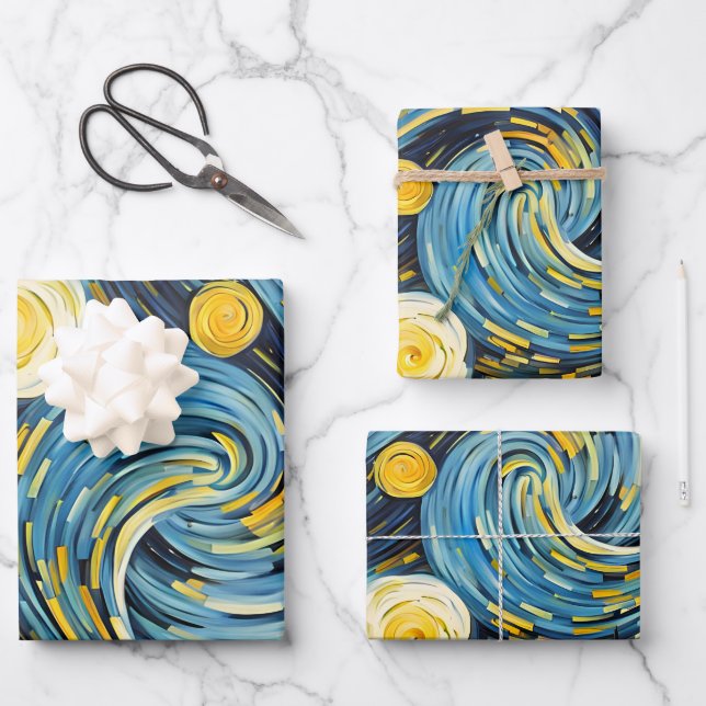 Starry Night Wrapping Paper Sheet (Front)