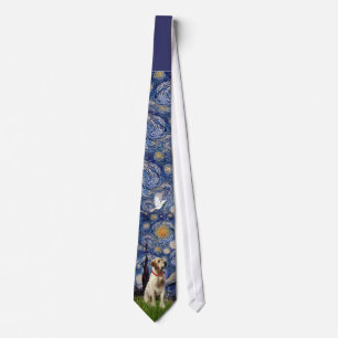 Starry Night  Yellow Labrador Tie