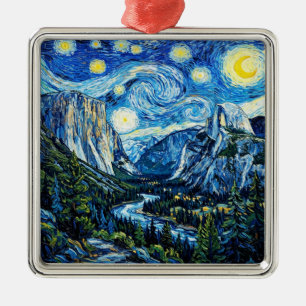 Starry Night Yosemite National Park Metal Tree Decoration