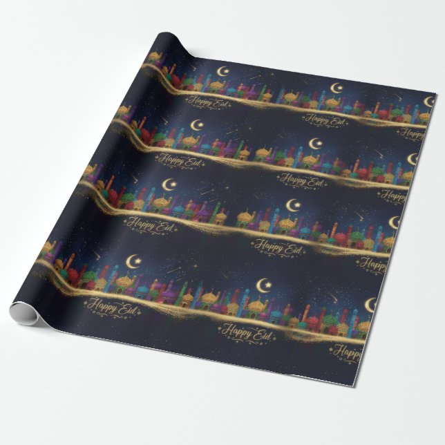 Starry nights Eid Wrapping Paper (Unrolled)