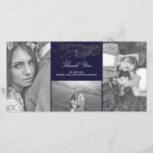 Starry Nights Navy and Gold Wedding Thank You Card