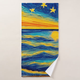 Starry Ocean Night Sky Bath Towel