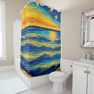 Starry Ocean Night Sky Shower Curtain
