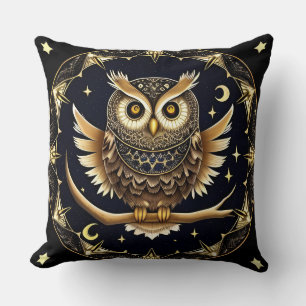 Starry Owl Cosy Night Sky Nature Decor Cushion